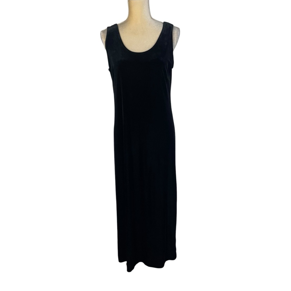 Vintage Velvet Sleeveless Black Maxi Dress Shift Soft Whimsicore Evening